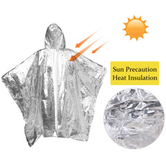 Emergency Survival Rain Poncho Outdoor Raincoat Heat Reflective Waterproof Shiny
