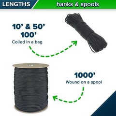 550 Paracord – 200+ Colors – Hanks from 10-100 Feet and Spools of 1000 Feet –…