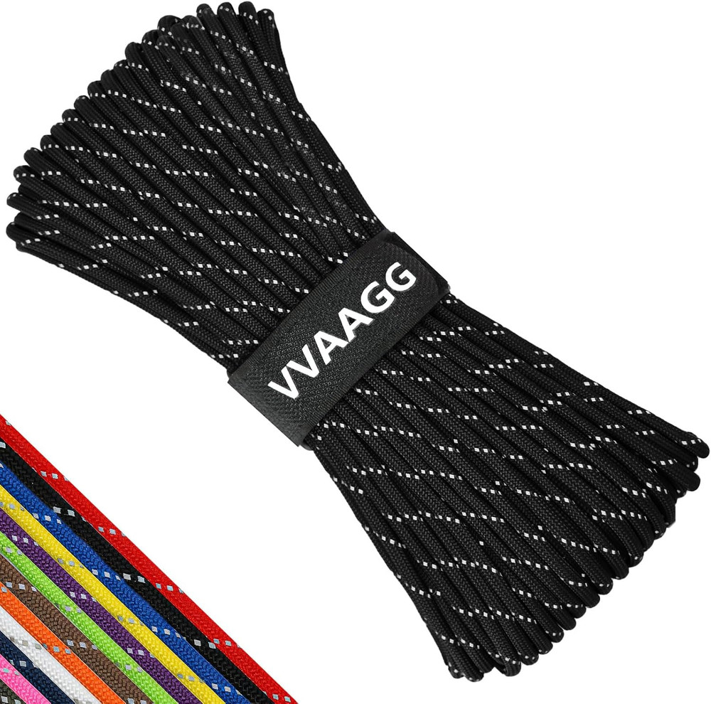 Reflective Paracord, 550 Parachute Cord, 4MM 7-Strand Nylon Rope | Utility Para