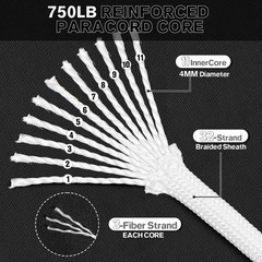 Paracord Rope 750 – Parachute para Cord 4mm 11 Strand Spool Rope Utility Nylo…