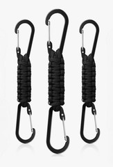 New 3 Piece Black Braided Paracord Keychain Lanyard Clip Bundle