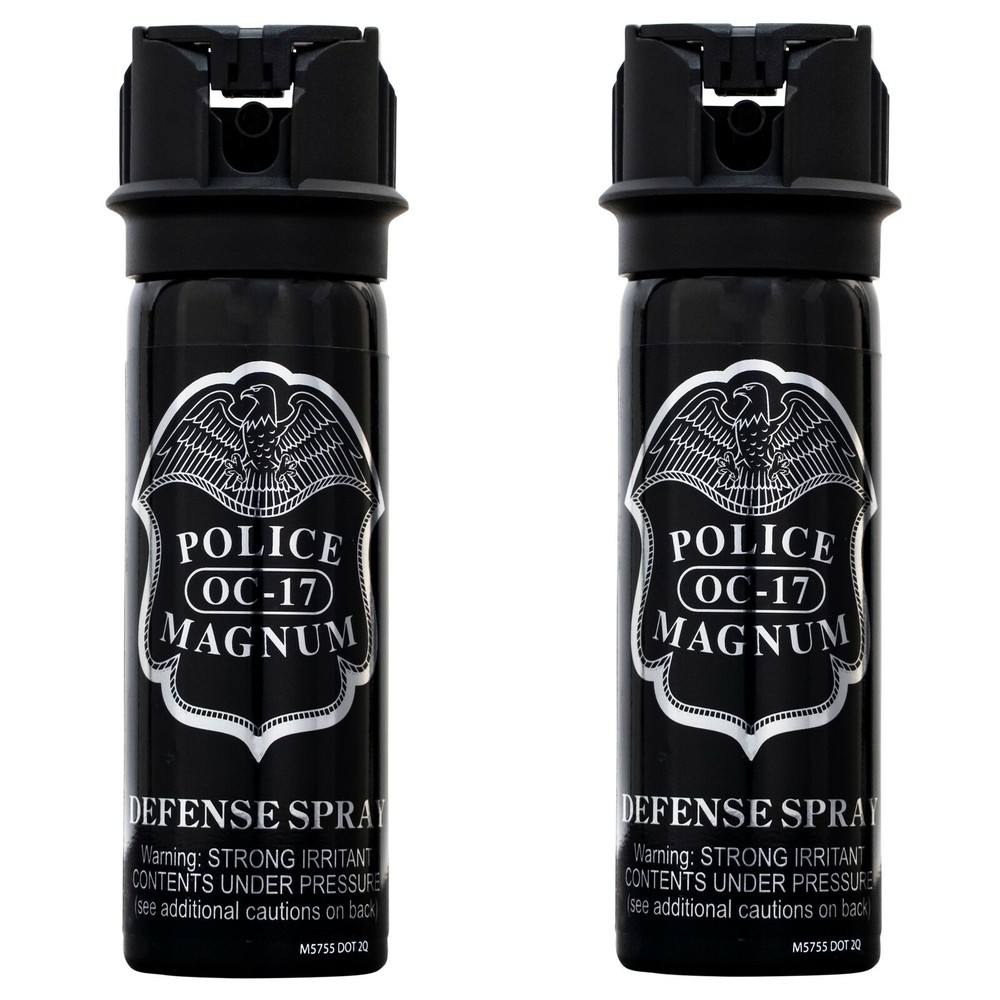 2 POLICE MAGNUM Pepper Spray 3oz Flip Top Fogger Tactical Self Defense Security