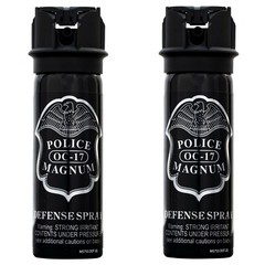 2 POLICE MAGNUM Pepper Spray 3oz Flip Top Fogger Tactical Self Defense Security