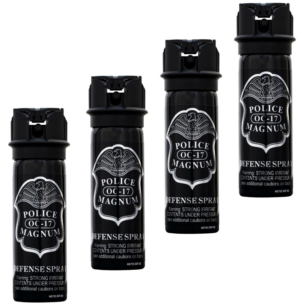 4 POLICE MAGNUM Pepper Spray 3oz Safety Flip Top Stream Self Defense Protection