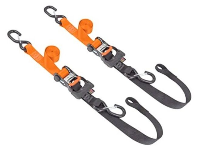 1.5in x 6.5ft Ergonomic Locking Ratchet Soft-Tye Straps with Heavy-Duty Orange