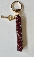 Paracord Braided Crown Sinnet Keychain Bag Charm W/ Clasp, Lock & Key Set Brown