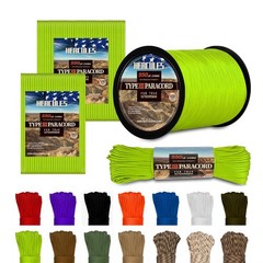 HERCULES Type III Paracord 550 7 Strand – 4mm – 50 Feet, Neon Green