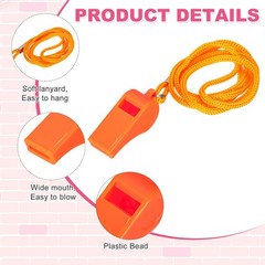 Plastic Whistles with Lanyard, Training Sports Gather Whistles Loud Crisp Sou…