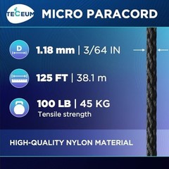 Micro Paracord Rope 1.18 mm x 125 ft – Thin Braided Cord for Crafting & DIY | Mi