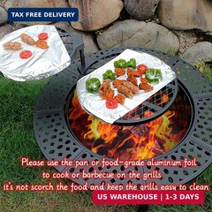 OutVue 36 Inch Fire Pit with 2 Grills,Wood Burning Fire Pits for Outside | Fire