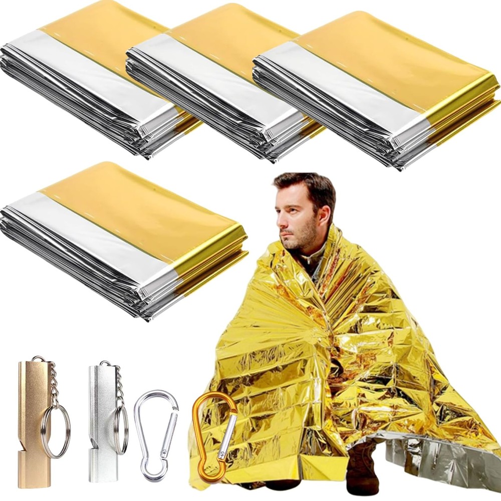 Rescue Blanket, Rescue Blankets, Emergency Blanket, Rescue Foil 210×140 cm, 4 Pieces Er…
