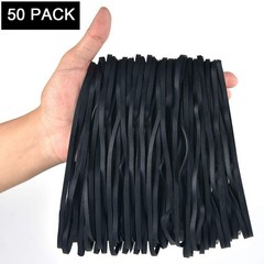 AMUU Rubber Bands Large Black 50 Pack 8inches Rubbers 50 PACK, 50
