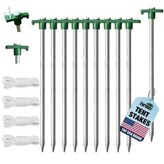 Eurmax USA Galvanized Non-Rust Camping Family Tent Pop Up Stakes Green