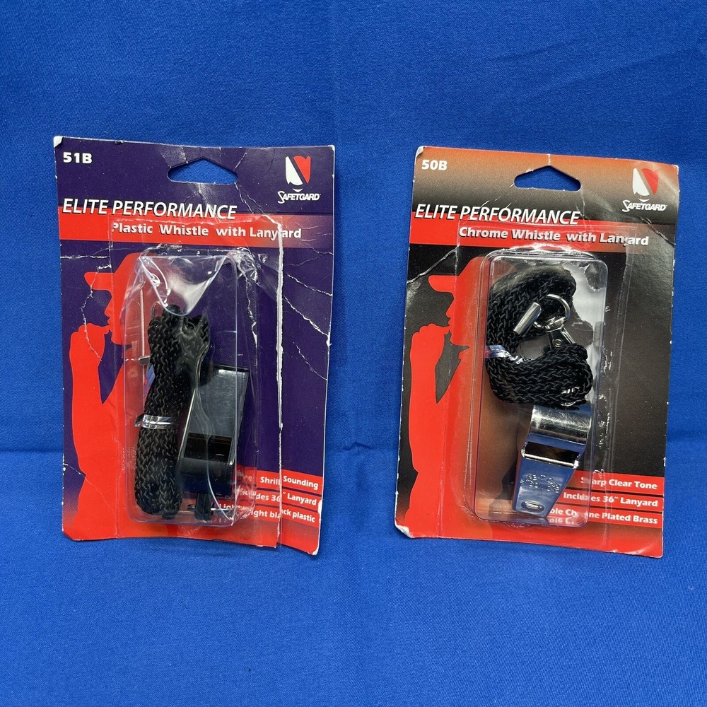 Chrome/Plastic Whistle, SafeTGard 50B Elite Performance w/ 36″ Lanyard, Open Box