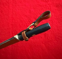 Vintage Bowie Knife Full Tang Brass Guard Wood Handle with Leather Sheath
