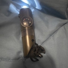 Olive Green Survival Whistle with Compass, Thermometer, Flashlight, Lanyard