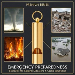 4-Inch Dual-Tone Brass Whistle 140db, Loud Emergency Safety Signal with Keych…