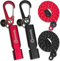 Heart-Engraved Aluminum Emergency Whistles for Her/Him, a Pair of Custom-Initial