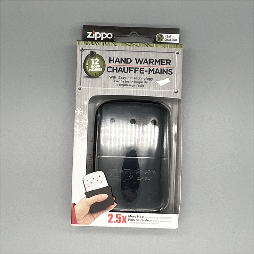 Zippo Hand Warmer Black Reusable Portable Lightweight 12 Hours