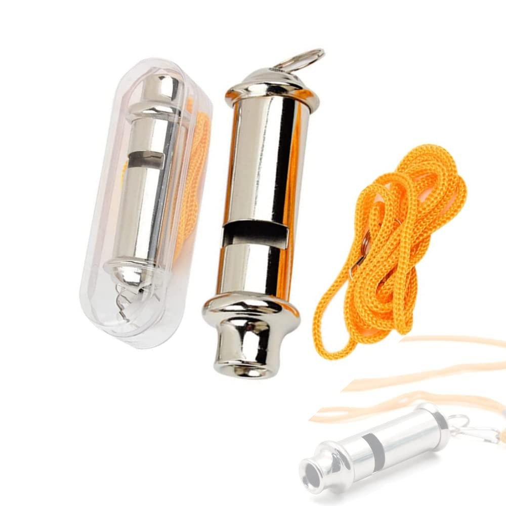 JLEivvi Whistle, 2 Pcs Metal Police Whistle with Lanyard Security No, silvery