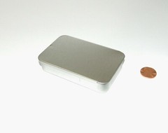 3 3/8 x 2 1/8 x 5/8 in Shallow Rectangular Slide Top Lid Tin Box Container x 9