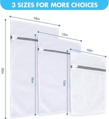 Mesh Laundry Bags for Delicates, 3 Pack Wash in black