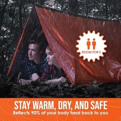 Survival Life Tent • 2 Person Mylar Emergency Shelter Tube Tent 2 Pack Orange