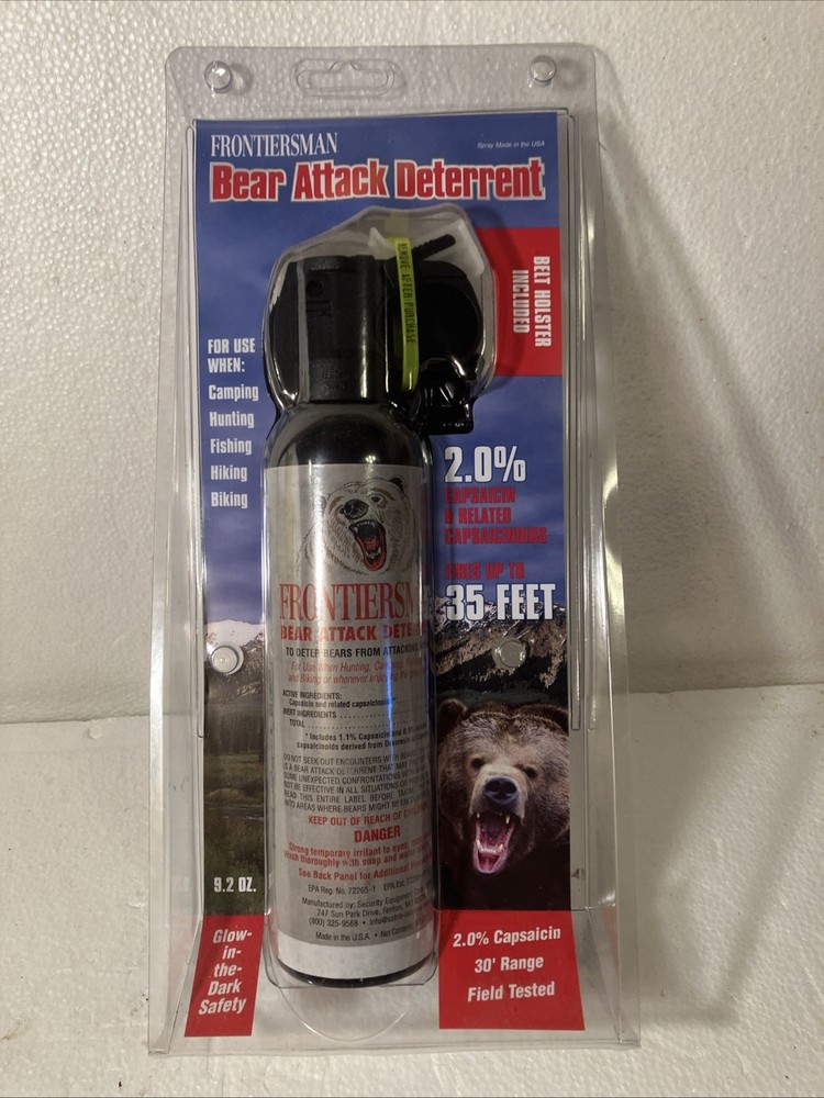 Bear Deterrent Spray Up To 35-Ft. 9.2oz. Spray w/Holster, Glow in the dark RARE