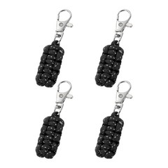 Reflective Paracord Zipper Pull, 80 mm Length for Backpacks (4 Pack, Black)