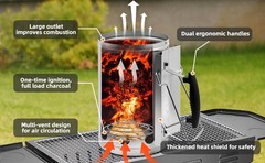 7.5X12inch XL Charcoal Chimney Starter with Electroplated Handle, Durable Fir…