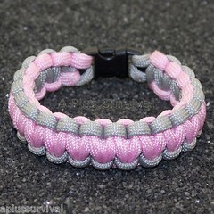 Silver Grey & Rose 550 lb Type III Paracord Survival Rope Bracelet – Made in USA