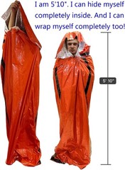 2-Pack Emergency Sleeping Bags, Mylar Thermal Bivy Sack for Survival