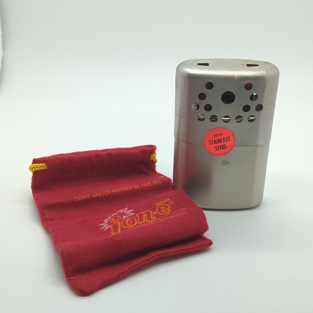 Jon-e Reusable Stainless Steel Hand Warmers 2-Pack Silver w/ Red Pouch