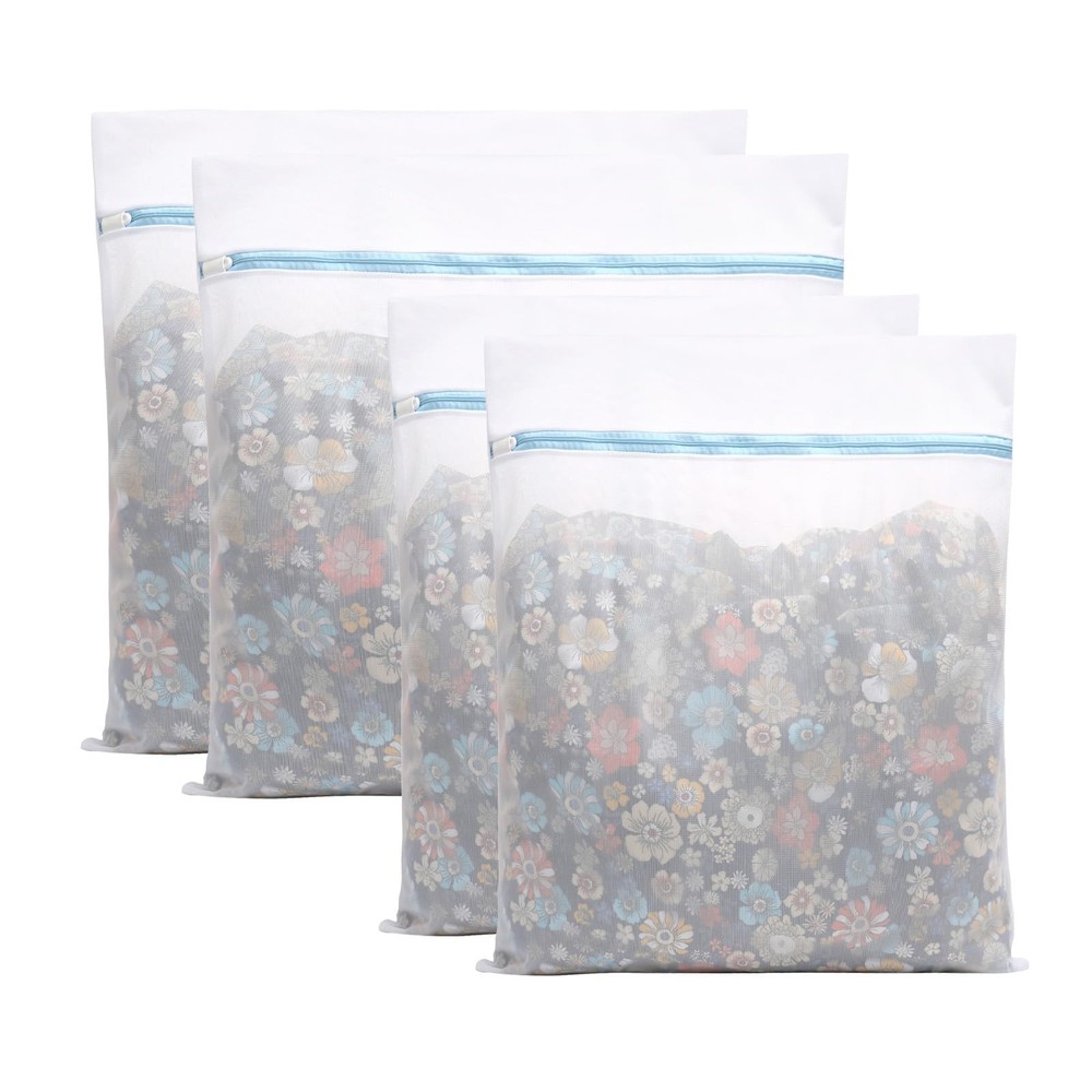 4 Pcs Large Mesh Laundry Bags for Delicates Intimates Lingerie Large, White