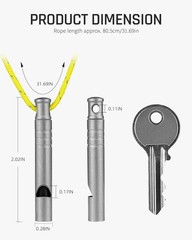 Titanium Emergency Whistle,120Db Safety Whistle with Lanyard,Outdoor Survival Sm