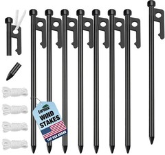 Eurmax USA 8-Pack Secure Protection Galvanized Tent 10inch(8PCS), Black