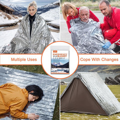 6 Pack – Large 82” X 62” Survival Emergency Mylar Thermal Blankets, Thermal Surv