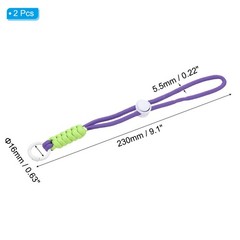 2Pcs Paracord Lanyard Keychain with Spring Ring, Purple