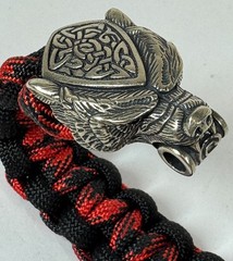 Black Red Paracord Bear Head Celtic Nordic Clasp Woven Survival 8″ Bracelet