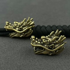 Retro Brass Dragon head beads keychain DIY accessories paracord beads