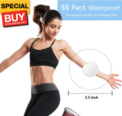 Sensor Covers for Libre 1/2, 55 Pack Waterproof Adhesive Patches,Transparent Tap