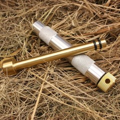 Silver Fire Piston Fire Starter Brass Fire Rod Camping Survival Tool