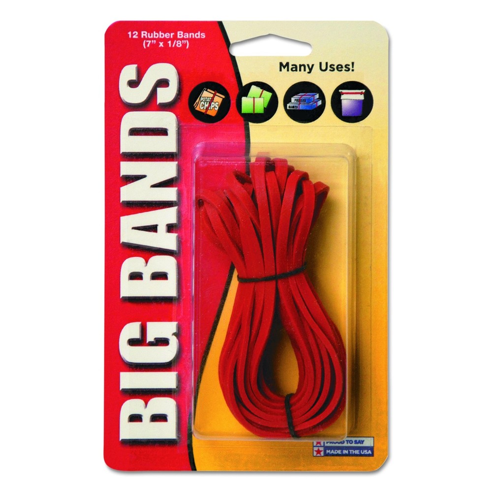Alliance Rubber Big Bands 12 Pack 7-Inch X 1/8-Inch Red 12-Count,