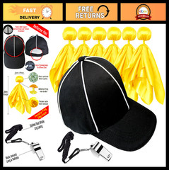 Referee Hat & Whistle Set with 6 Penalty Flags – Complete Football Referee Kit