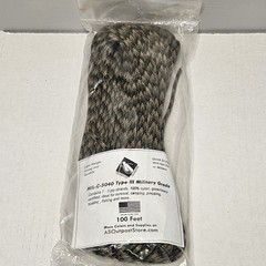 New 550 Paracord MIL-C-5040 Type III Military Grade, Camo 100 Feet, Made In USA