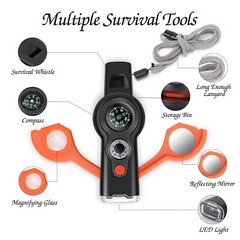 7-in-1 Emergency Survival Function Whistle, Outdoor Multifunctional Tool Safe…