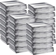 Macarrie 100 Pack Emergency Thermal Blankets Silver Foil Survival Blanket Kit fo