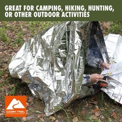 (2 pack) Ozark Trail Camping Emergency Survival Blanket, Reusable,1.5 oz