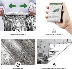 Emergency Foil Thermal Blanket (Pack of 25), 210 x 160 cm Survival Blanket for