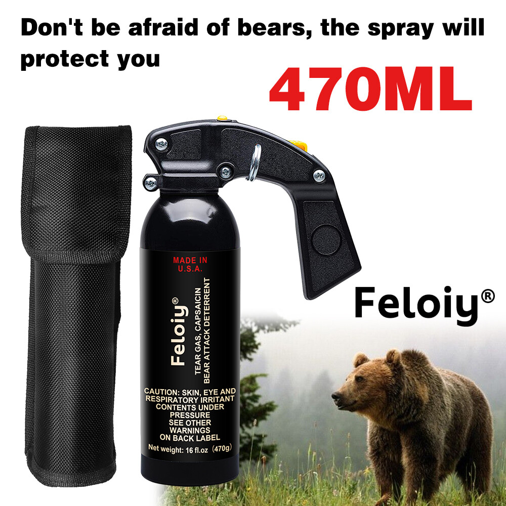 Feloiy 16 oz. Bear Repellent Spray w/ Holster, 35 ft Range NEW EPA Approved